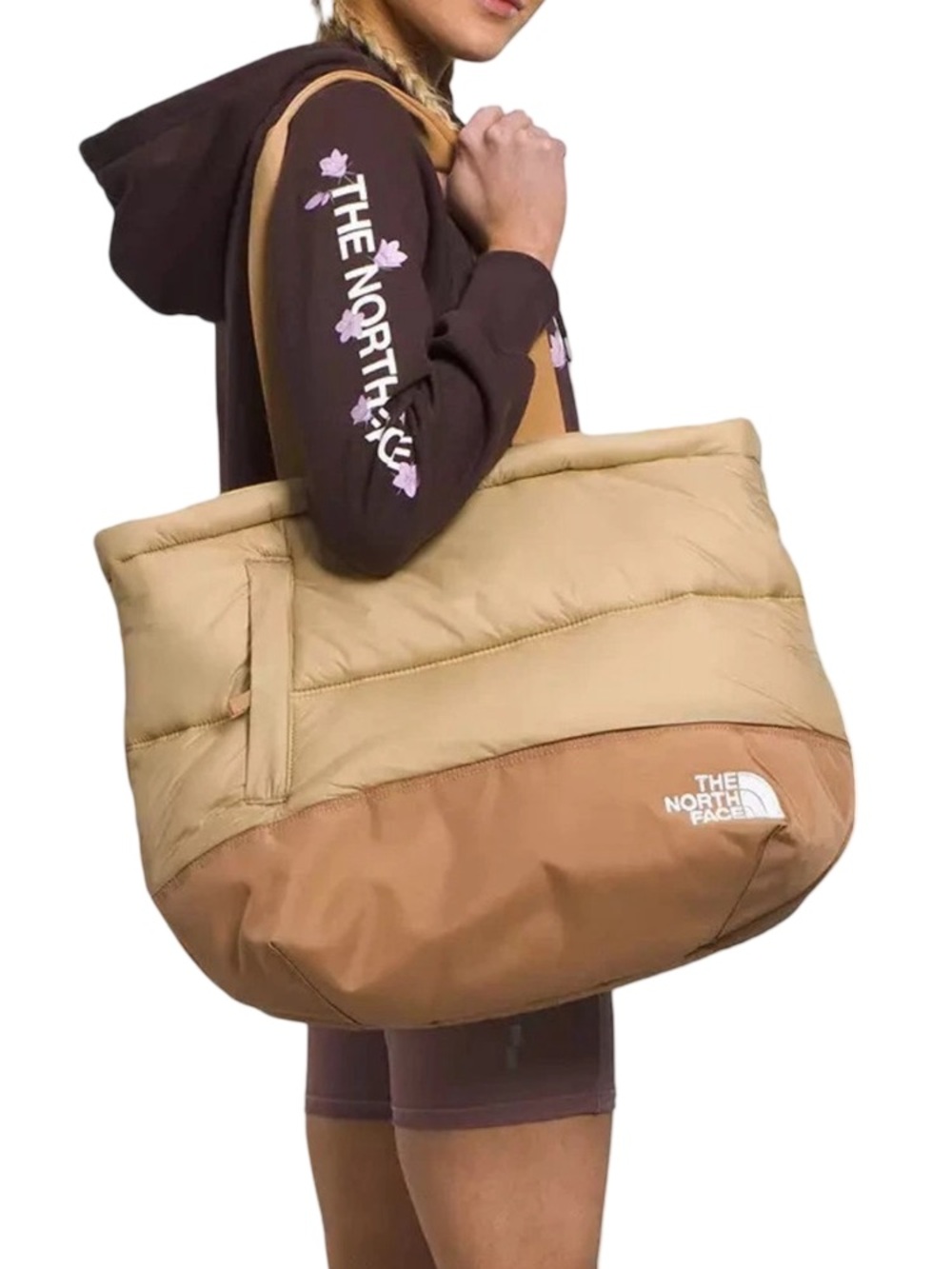 NWOT The North Face Two-Tone Tan & Camel Bag 1996 Nuptse Puffer Tote